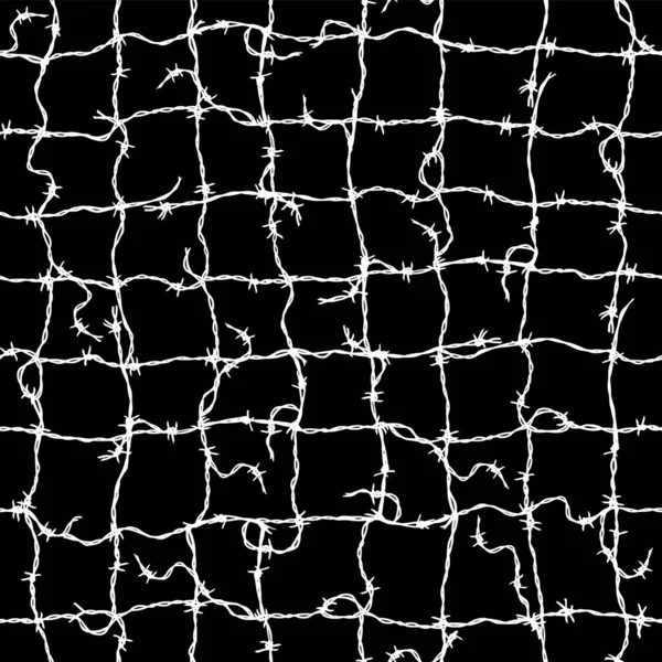 无缝连续带刺铁丝网图案 — 图库矢量图片