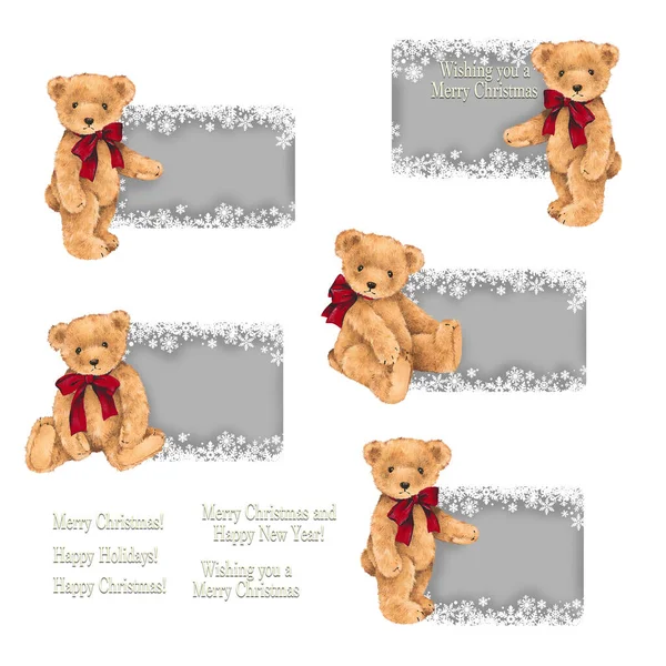 Materiał Kartkę Życzeniami Przy Użyciu Uroczego Ręcznie Narysowanego Niedźwiedzia — Zdjęcie stockowe