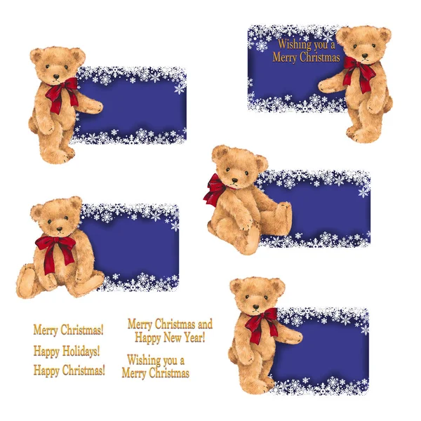Materiał Kartkę Życzeniami Przy Użyciu Uroczego Ręcznie Narysowanego Niedźwiedzia — Zdjęcie stockowe
