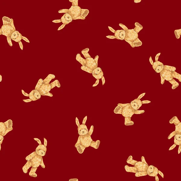Disegnato Mano Modello Coniglio Carino Senza Soluzione Continuità — Foto Stock