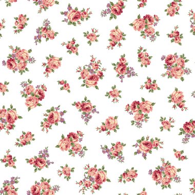 Güzel bir buket gül ile kusursuz desen, yarım adım yukarı ve aşağı dikey hareket ve yatay tekrar yarım vardiya,