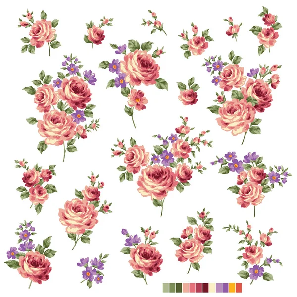 美しいバラのイラスト素材集 — ストックベクタ