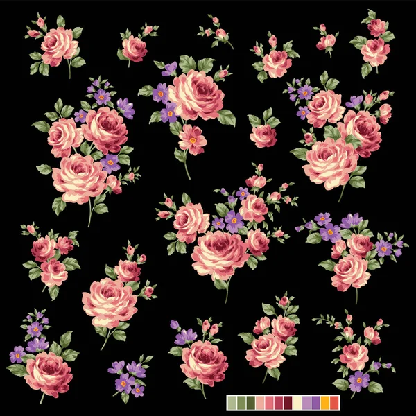 Hermosa Colección Material Ilustración Rosa — Archivo Imágenes Vectoriales