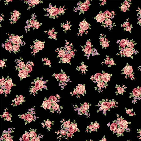 Patrón Sin Costuras Con Hermoso Ramo Rosas Repetición Medio Paso — Archivo Imágenes Vectoriales