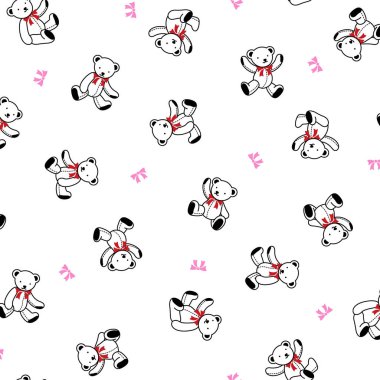 Basit ve sevimli ayı çiziminin kusursuz deseni,