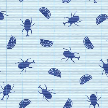 Seamless pattern with simple silhouette beetles,