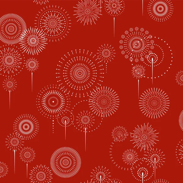 Japanese Style Traditional Fireworks Seamless Pattern — Archivo Imágenes Vectoriales