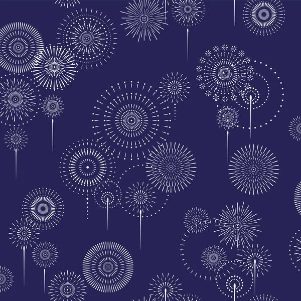 Japanese Style Traditional Fireworks Seamless Pattern — Stock Vector