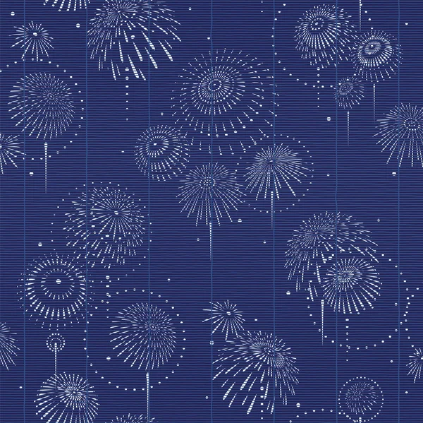 Japanese Style Traditional Fireworks Seamless Pattern — Stockvector