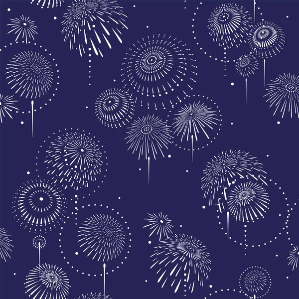 Japanese Style Traditional Fireworks Seamless Pattern — Archivo Imágenes Vectoriales