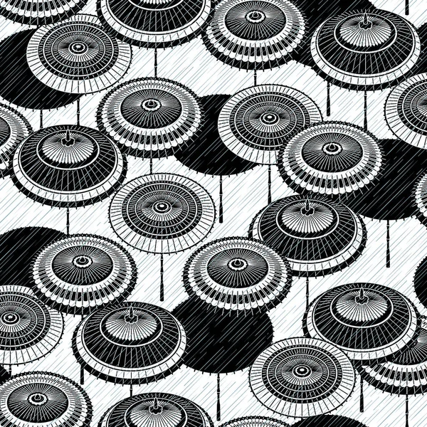 Japanese Traditional Umbrella Seamless Pattern — Archivo Imágenes Vectoriales