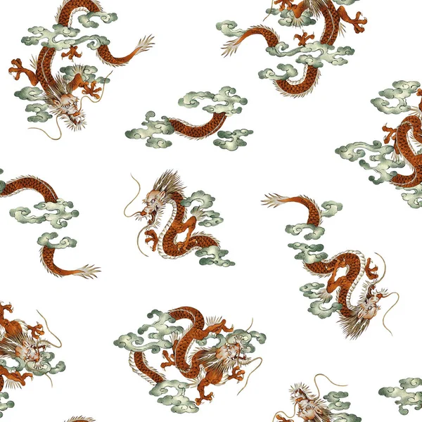 Japanese dragon pattern drawn by hand,