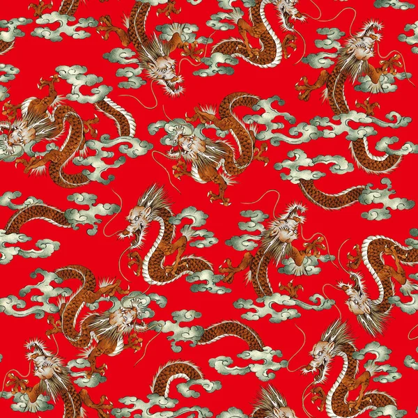 Japanese dragon pattern drawn by hand,