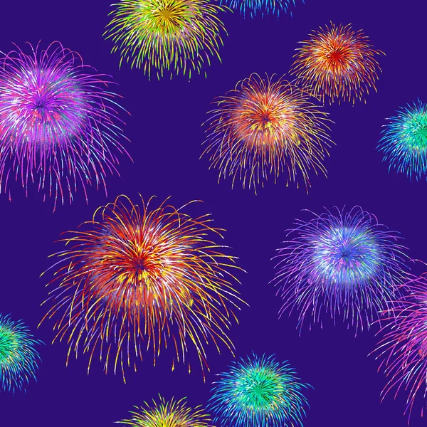 Japanese Style Traditional Fireworks Seamless Pattern — 图库照片