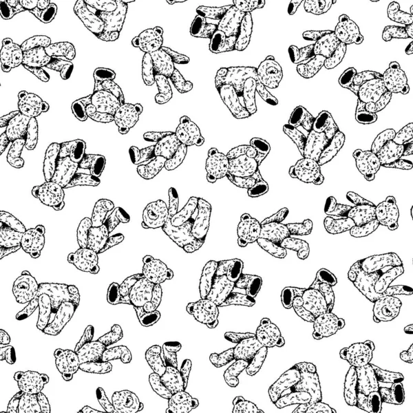 Kontinuierliche Nahtlose Muster Von Niedlichen Bären Illustrationen — Stockvektor
