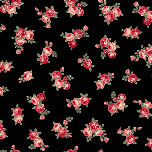 かわいいバラのパターンは 繊維パターンに最適 — ストックベクタ