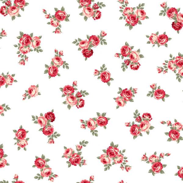 漂亮的玫瑰花纹非常适合纺织花纹 — 图库矢量图片