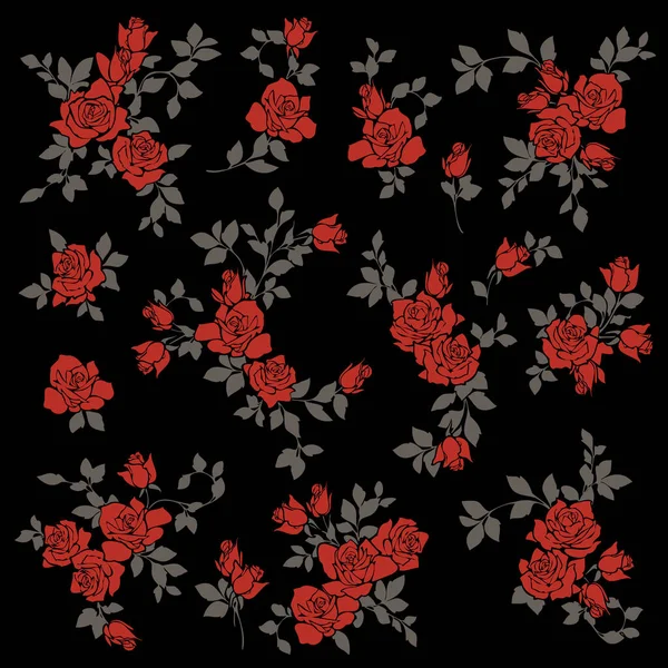 Eine Kollektion Von Rosenmaterialien Ideal Für Textildesign — Stockvektor