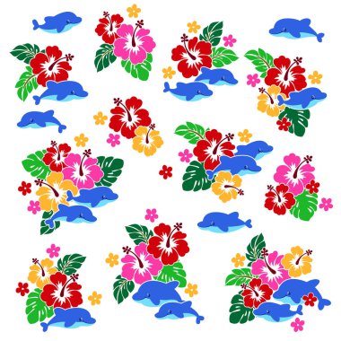 Tekstil için uygun şirin amber ve yunus deseni,