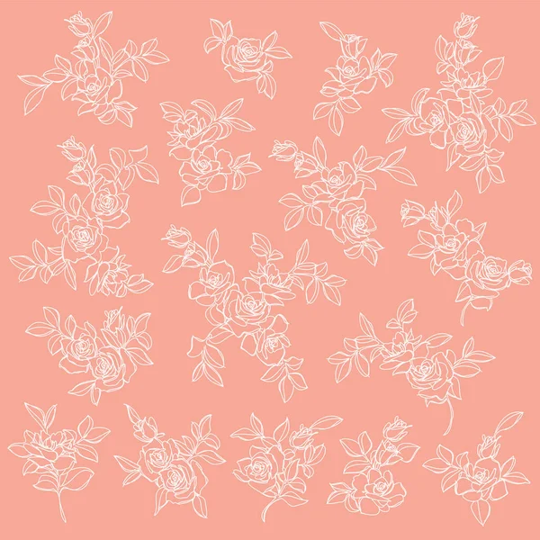 抽象的かわいいバラ素材集 — ストックベクタ