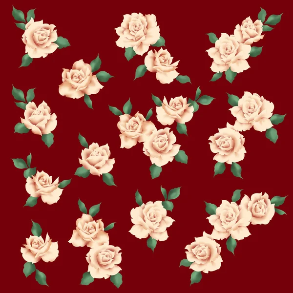 一套适合纺织品设计的玫瑰材料 — 图库照片