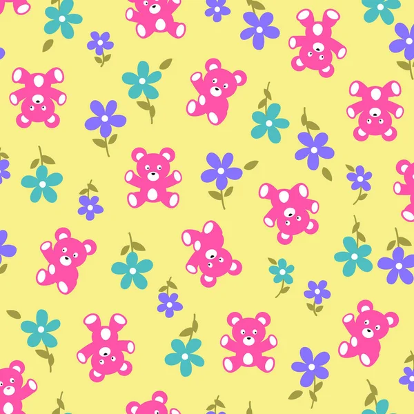 Cute Bear Pattern Perfect Textiles — Stock Vector