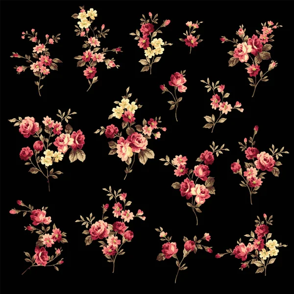 Una Colección Materiales Flores Rosas Creada Con Una Imagen Pasada — Vector de stock