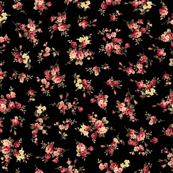 Staromódní Růže Květinový Vzor Ideální Pro Textil — Stockový vektor