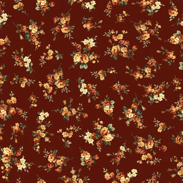 Patrón Flor Rosa Anticuado Perfecto Para Textiles — Archivo Imágenes Vectoriales