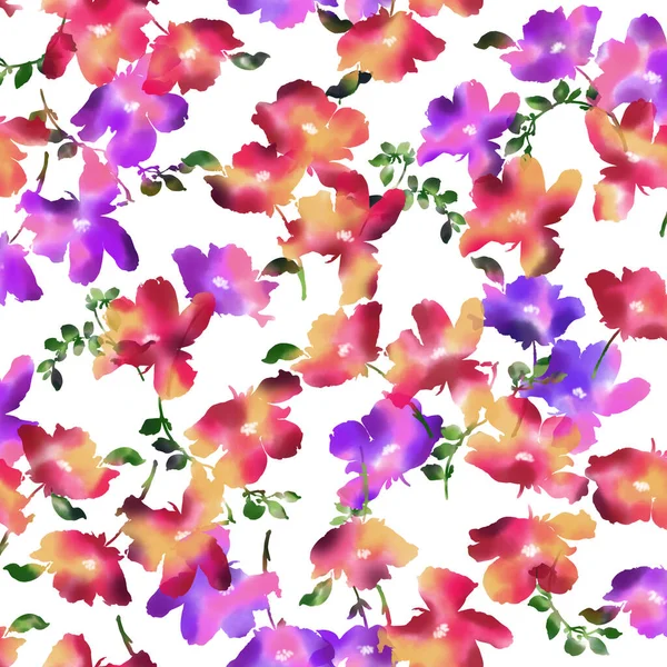Красивий Квітковий Візерунок Намальований Технікою Акварелі — стокове фото