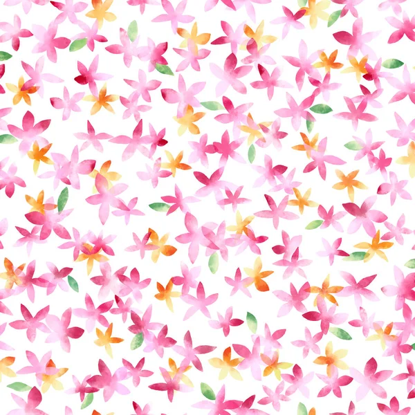 Vackert Blommönster Ritat Med Akvarellteknik — Stockfoto