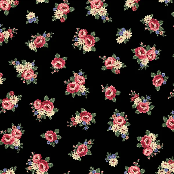 Hermoso Patrón Rosa Perfecto Para Diseño Textil — Archivo Imágenes Vectoriales