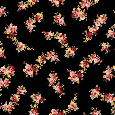 Tekstil için mükemmel eski moda bir gül deseni.,