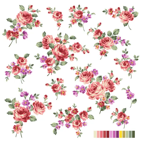 Una Colección Rosa Materiales Ideales Para Diseño Textil Ilustraciones de stock libres de derechos