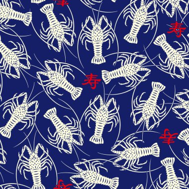 Muhteşem dikenli ıstakoz, dikişsiz tekstil deseni.,