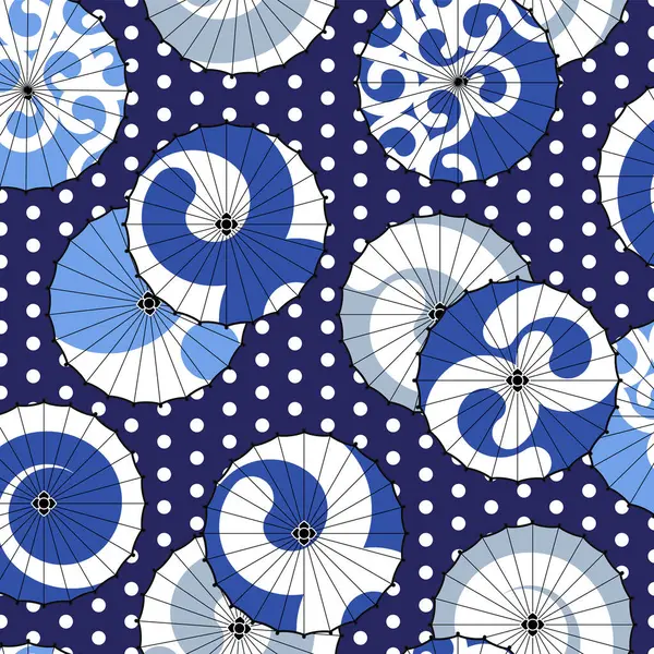 Traditional Modern Japanese Umbrella Pattern Vector Graphics
