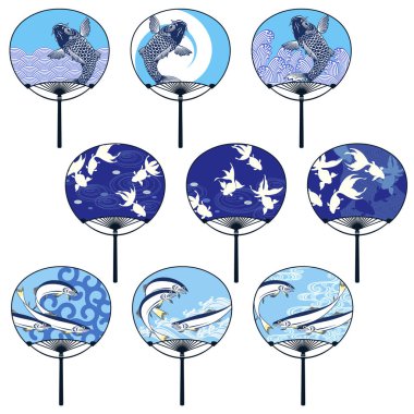 A round fan is a Japanese hand-powered ventilation tool., clipart