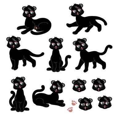 Tatlı kedilerin çeşitli pozlarından oluşan hayal koleksiyonu.,