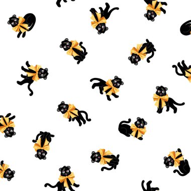 Basit ve etkileyici sevimli kedi kusursuz desen,