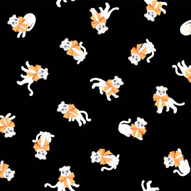 Basit ve etkileyici sevimli kedi kusursuz desen,