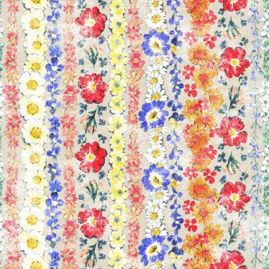 Suluboya tekniğiyle çizilmiş güzel çiçek deseni.,