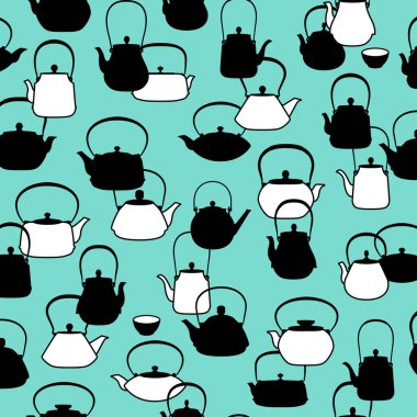 Eski moda Japon çaydanlığının deseni,