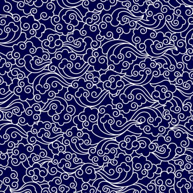 Asyalı elementlerle basit bulut deseni,