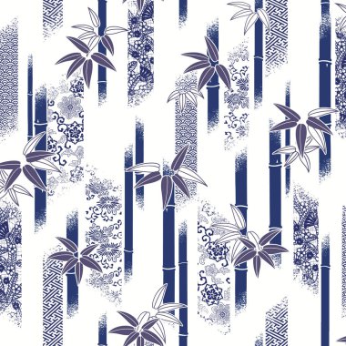 Bambu ve desenlerden oluşan Japon deseni,,