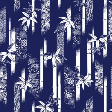 Bambu ve desenlerden oluşan Japon deseni,,
