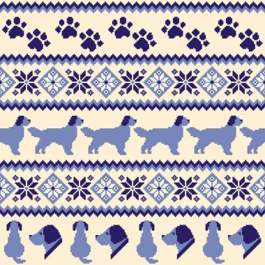 Şirin köpek tasarımı ile kusursuz örgü deseni,