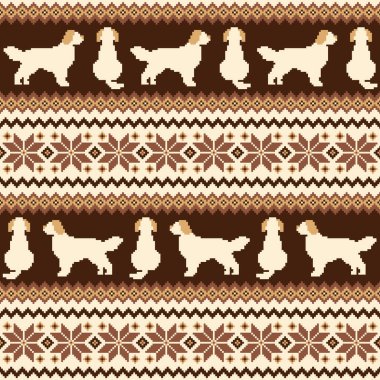 Şirin köpek tasarımı ile kusursuz örgü deseni,