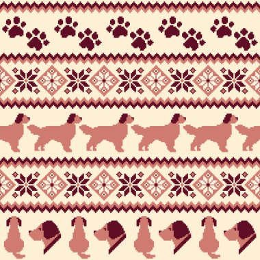 Şirin köpek tasarımı ile kusursuz örgü deseni,