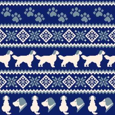 Şirin köpek tasarımı ile kusursuz örgü deseni,