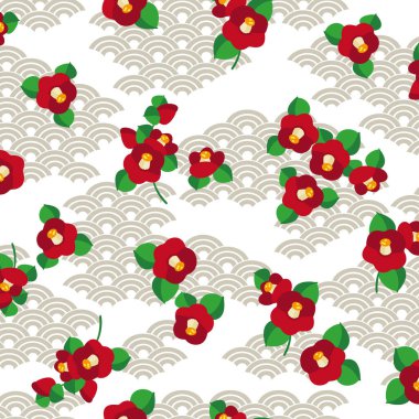 Güzel Japon tarzı çiçek deseni tekstil için mükemmel.,